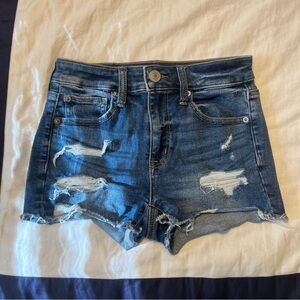 American Eagle Blue Distressed Jean Shorts